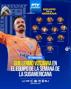 INTERNACIONAL: GUILLERMO VIZCARRA EN «EL EQUIPO DE LA SEMANA» DE LAS SUDAMERICANA